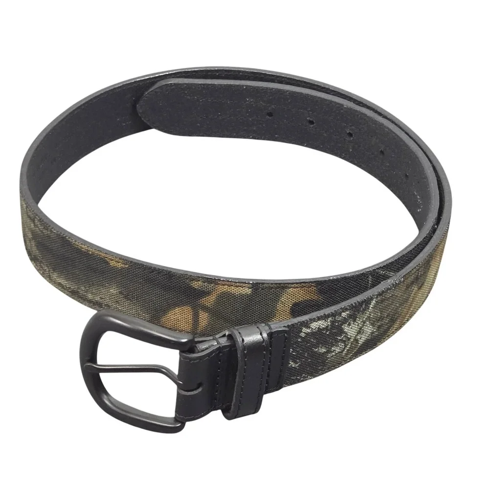 Mossy Oak Belt Mens 36 Camo Green Leather Canvas Hunting Outdoor Camouflage